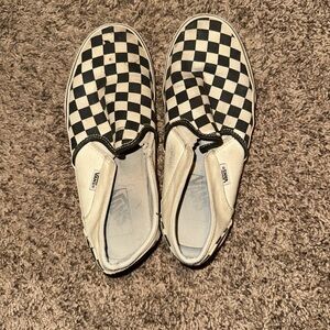 Vans Women's Checkered Slip-On Sneakers - Black and White